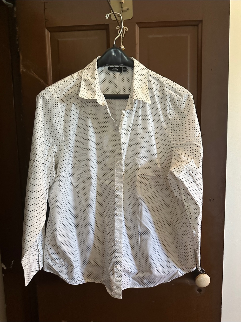 Apt. 9 White Shirt with Black Micro Dot Pattern